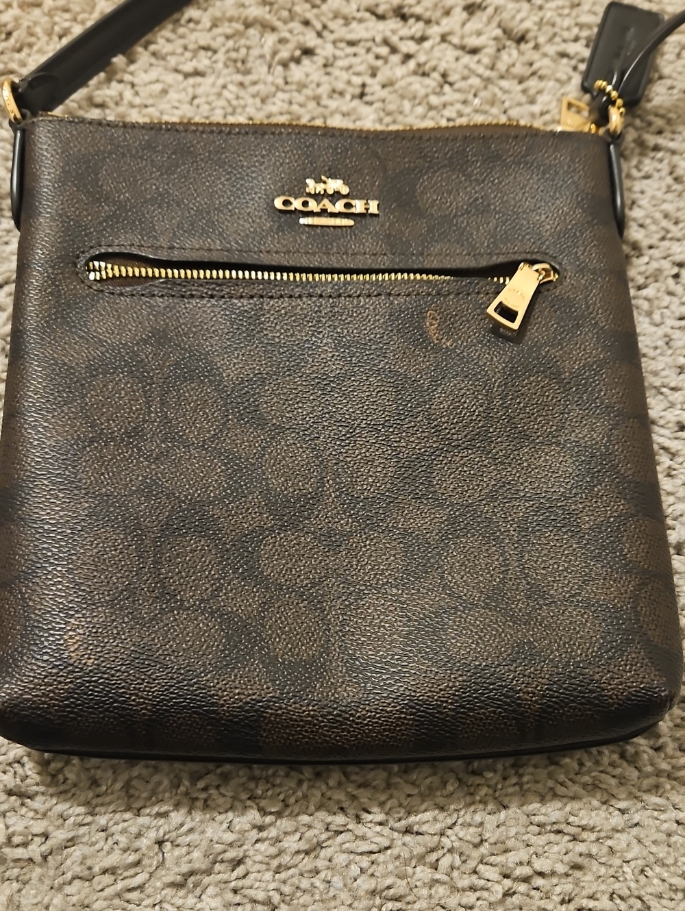 COACH Brown Signature Crossbody with Gold Hardware